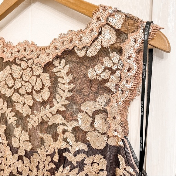 Tadashi Shoji black gold illusion sequins gown size 12 - Picture 6 of 14